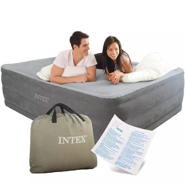 Intex Luftbett Comfort mit Pumpe Gästebett Luftmatratze 203x152x56cm Queen 64418