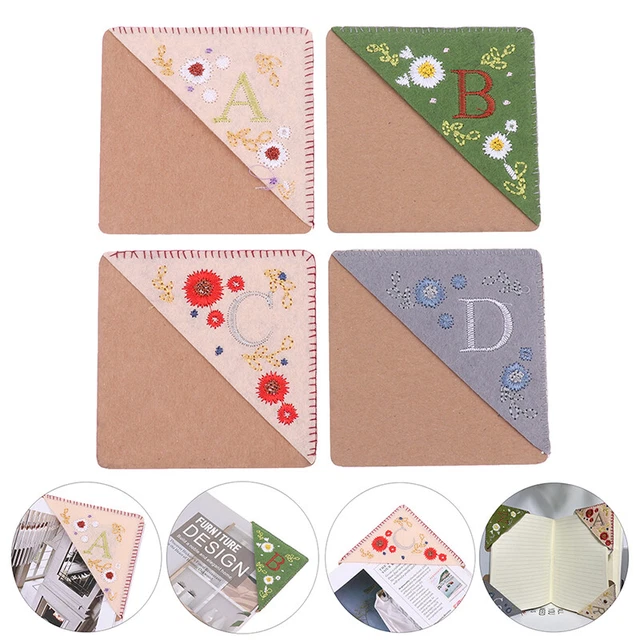 1Pc Embroidery Bookmarks English Letters Elegant Felt Flower Corner Bookmark EI