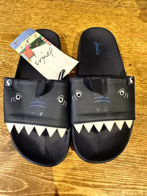 JOULES JNR POOLSIDE Navy Shark Sliders Size 1