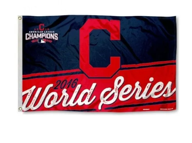 CLEVELAND INDIANS MLB 2016 WORLD SERIES 3x5 SINGLE SIDED DELUXE FLAG BY WINCRAFT