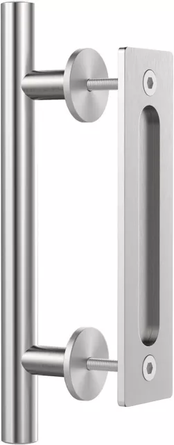 10"/12" Stainless Steel Sliding Barn Door Handles and Pulls Flush Hardware Set