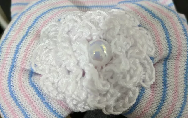 Bébé bébé bonnet d'hôpital chapeau rose/bleu avec embellissement 2