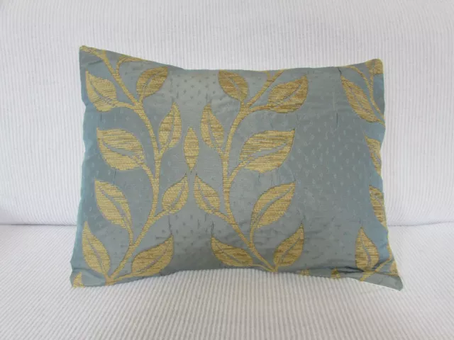 Luxury Cushion Cover, 18" x 14", Pale Blue, Gold, Leaf, Silky Layered Chenille.