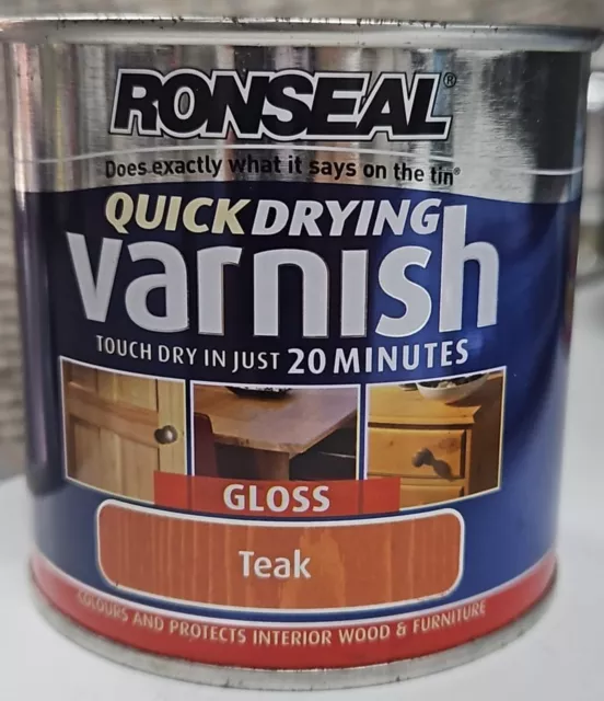 #Ronseal QDVGT250 250ml Quick Dry Varnish Coloured Gloss - Teak