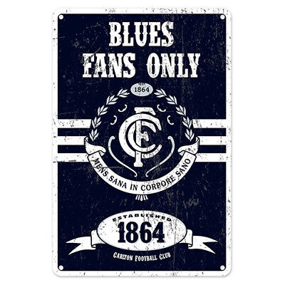 Carlton Blues Fans Only AFL Retro Metal Tin Wall Sign Gift Man Cave Bar Shed