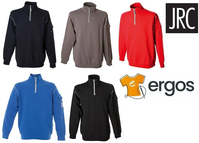 JRC Felpa NEW SINGAPORE in Cotone Collo Lupetto Mezza Zip Corta Portabadge Uomo