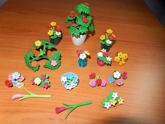 Lot De Grands Pots De Fleurs Et Plantes PLAYMOBIL - Pour Ville Ou Ferme - Accessoires Occasion - Variantes Incluses