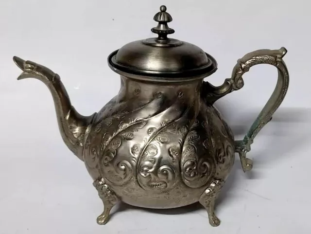 Moroccan Tea Silver Handmade Plated Teapot Pot Large Vintage Serving Traditional