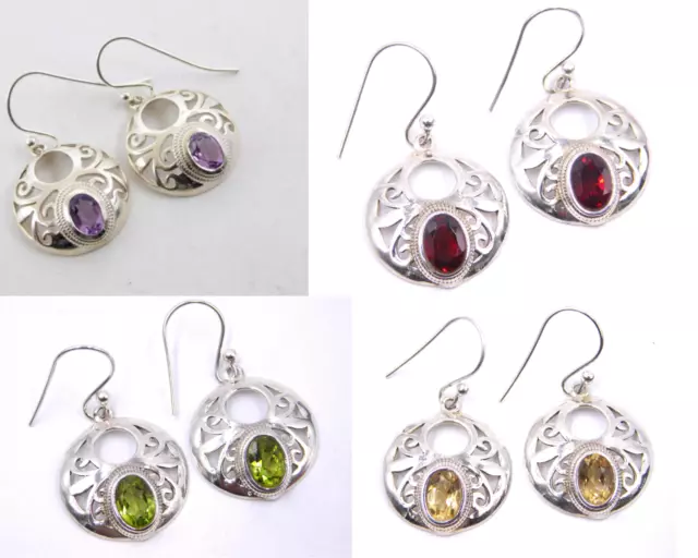 Naturel Multi Boucles D'Oreilles 925 Argent Sterling Bijoux Main pour Tous