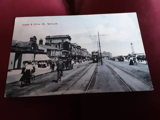 Old postcard of Arcade & Drive, Great Yarmouth, Norfolk posted 1908 AF