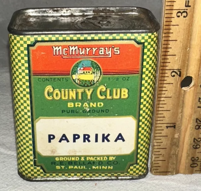 Antique County Club Paprika Spice Tin St Paul Mn Can Golf Country Grocery Store