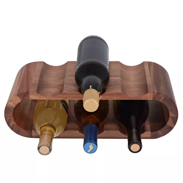 7Penn Acacia Wooden Countertop Wine Rack - 6 Bottle Horizontal Wine Holder