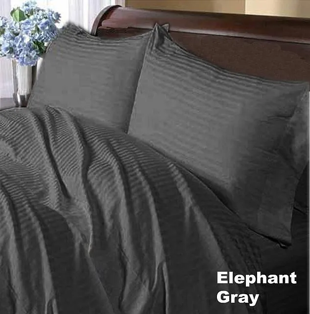 AU Choice Bedding Sheets Collection Egyptian Cotton AU Sizes Grey Striped