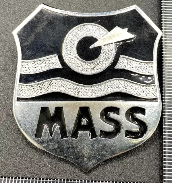 Steel & Black Enamel MASS Logo Shield - Hat / Badge / Pin - Split Pin Mount