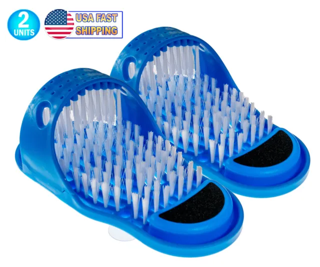 2 Shower Foot Scrubber Cleaner Sandal Suction Cup Massager Scrubs Brushes Pumice