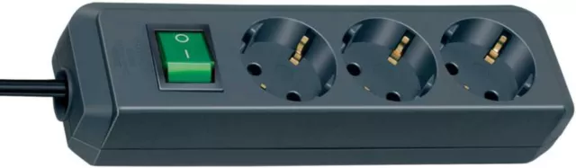Brennenstuhl Eco-Line Steckdosen Leiste mit Schalter 3-fach 3m Kabel schwarz