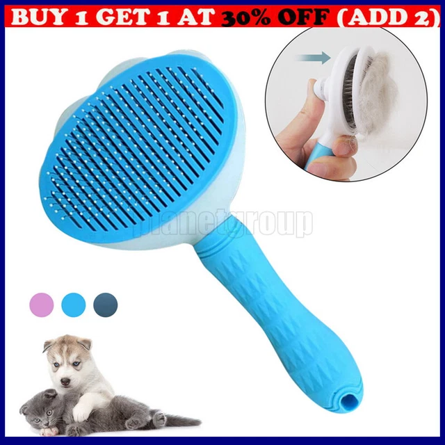 Pet Grooming  Slicker Brush Massage Self-Cleaning Dog Cat Hair Remover Comb UK