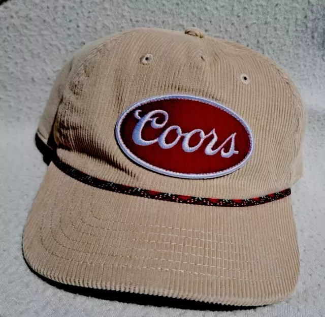 Coors Banquet Hat Cap Corduroy Trucker Snapback Golden Colorado Beige White
