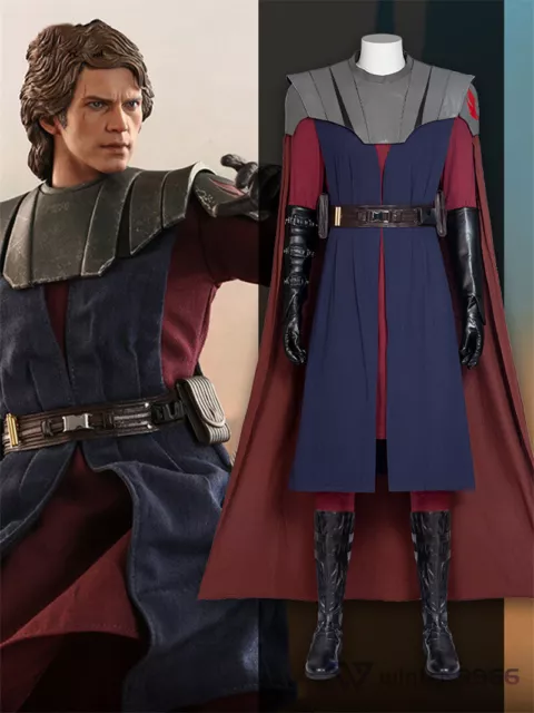 Star Wars Anakin Skywalker Cloak Vest Cosplay Costume Set Halloween Men Clothes