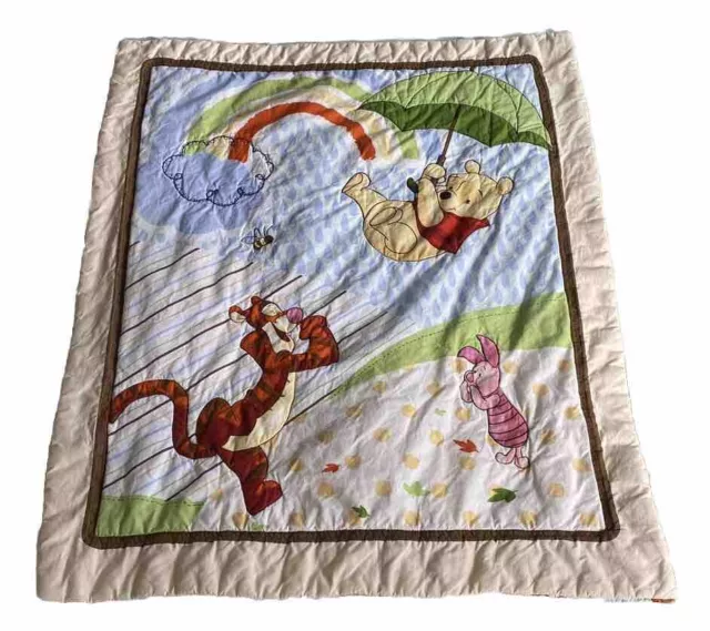 Winnie The Pooh Baby Nursery Quilt Blanket Comforter Play Mat Umbrella Rainbow