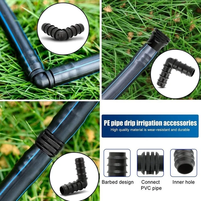 Lot de 14 connecteurs barbelés de jardin de 16 mm, connecteurs d'irrigation goutte à goutte en