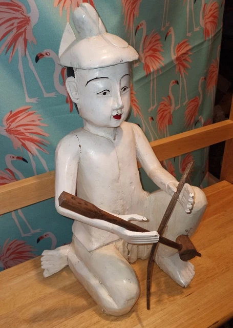 Hand Carved Wooden Burmese Statue? Beautiful Heavy 3
