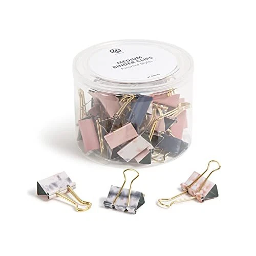 Fashion Binder Clips, Soft Dye with Gold Prongs, Office Organization
