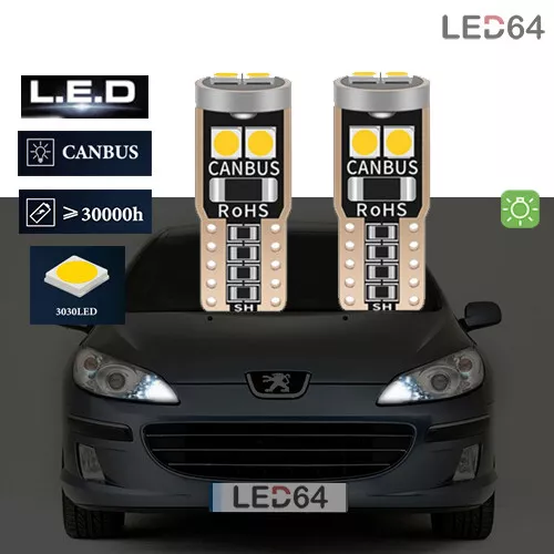 2 ampoules LED blanc lumière feux de position / veilleuses  pour Peugeot 407