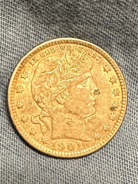 1901 Barber Quarter-AU