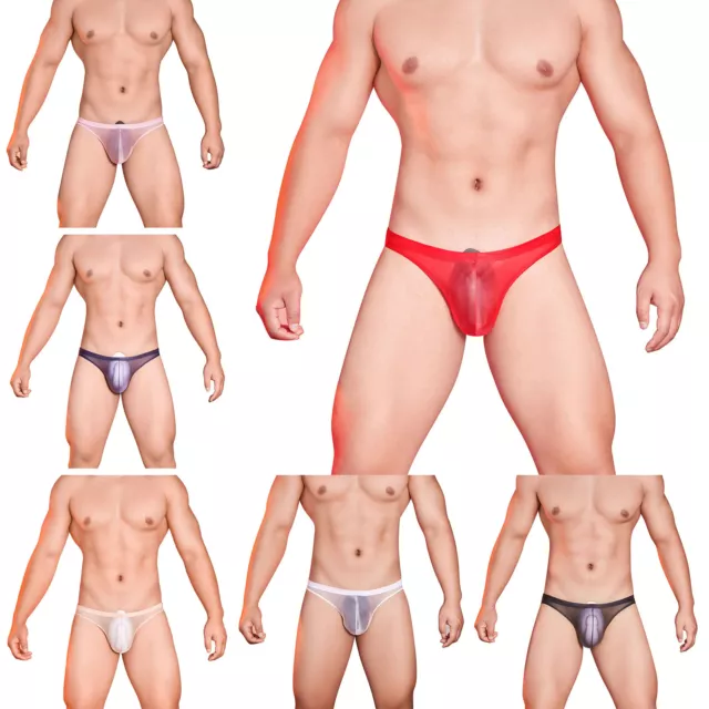US Mens Panty Transparent Underwear Sheer Briefs Ultra Thin Thongs Hipster Bulge 3
