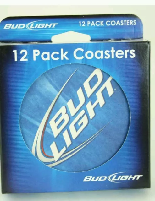 Budweiser Bud Light Anheuser Busch Beer Brewery 4" Round Pulp Board Coasters 12