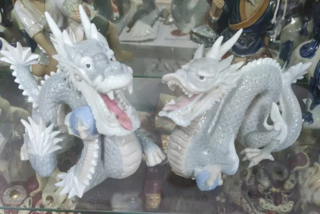 vintage pair of yoshimi k porcelain dragons