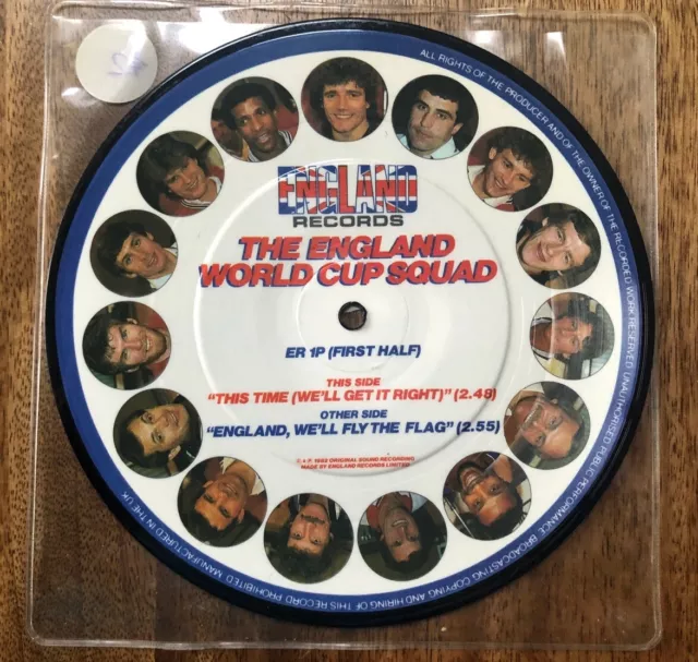 the England world cup squad this time 7" vinyl picture disc 1982 Ex Condition