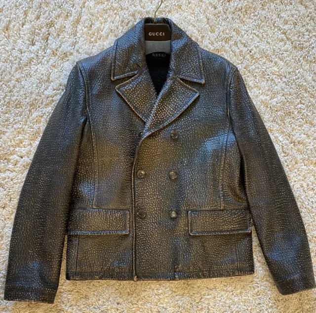 GUCCI MEN'S BROWN Leather Jacket Coat Size 54 $4,490.00 - PicClick
