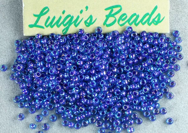 11/0 Round Toho Japanese Glass Seed Beads #1837- Rainbow Aqua/Opaque Purple 10g