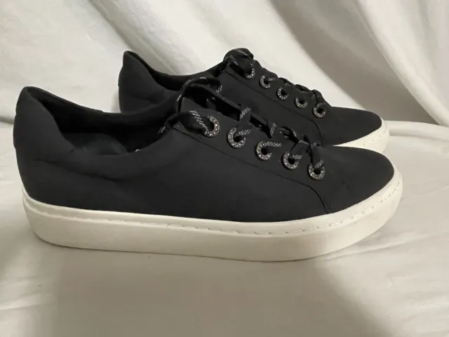 Vaneli Sport Women's Black Leather Sneakers, Rhinestone Accents, Black, Size 10