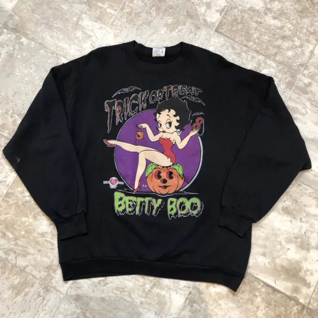 Vintage 1994 Betty Boop Betty Boo Halloween Trick Or Treat Sweatshirt Size XL