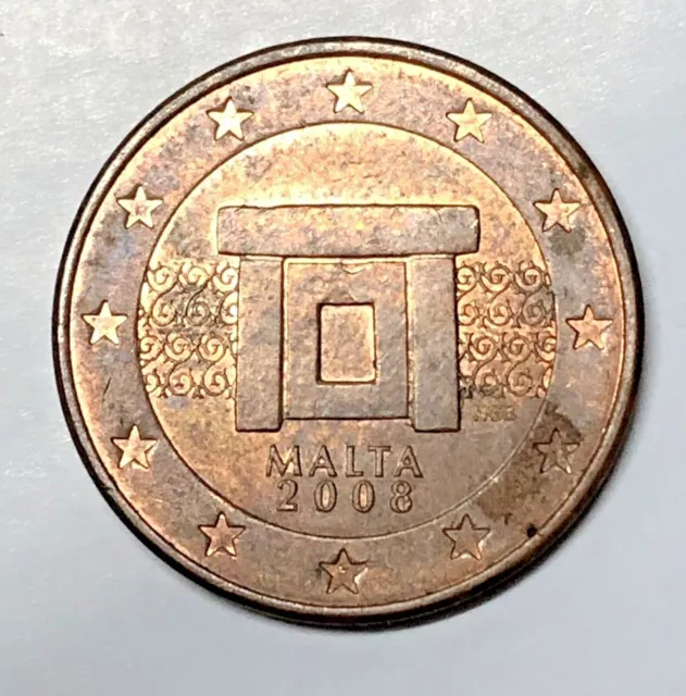 5 Centesimi Di Euro Malta 2008 Altare Tempio Mnajdra Unificato 3.15 - Cc