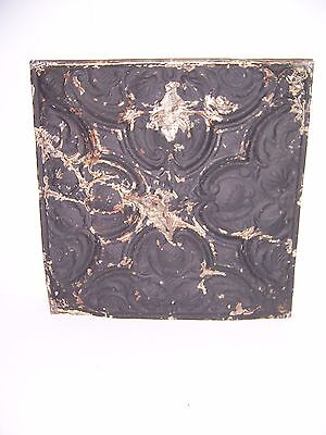 Antique Black Paint Metal Tin Ceiling Tile 24" X 24" Sheet Panel Reclaim Salvage