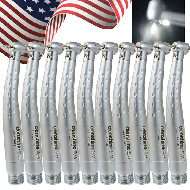 10PCS Dental E-generator High Speed LED Light Handpiece 2 Hole Standard Turbine