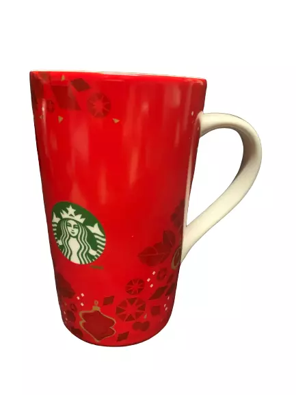 2013 Starbucks Mug Tall Red Christmas Holiday Ornaments 16 oz Coffee Cup