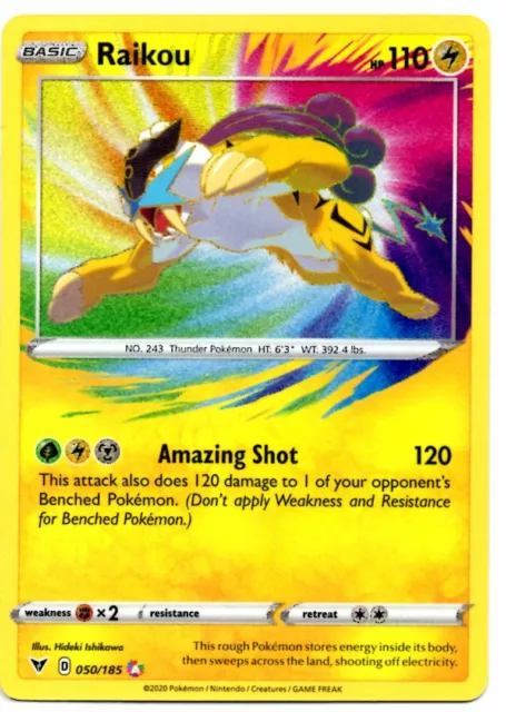 Pokemon Card RAIKOU Amazing Rare Holo 050/185 Vivid Voltage NEW