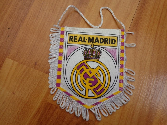 Fanion Real Madrid Espagne – Petit Format 14cm – Objet Rare De Collection – État Correct