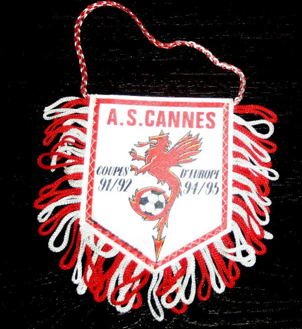 Fanion A.S.CANNES Coupes d'Europe 91/92 94/95 - ARGUS FOOT & SPORTS