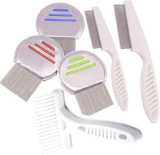 Nits Free Lice Comb Stainless Steel Louse Head Lice Comb Flea 6 Comb Metal