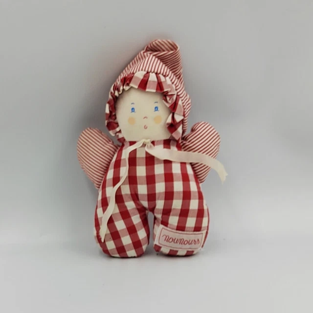 Petit doudou lutin poupée rouge carreaux NOUNOURS - 31405