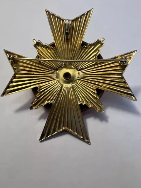 Unsigned Like Miriam Haskell Maltese Cross Brooch Pin Setting Vintage Rare 3