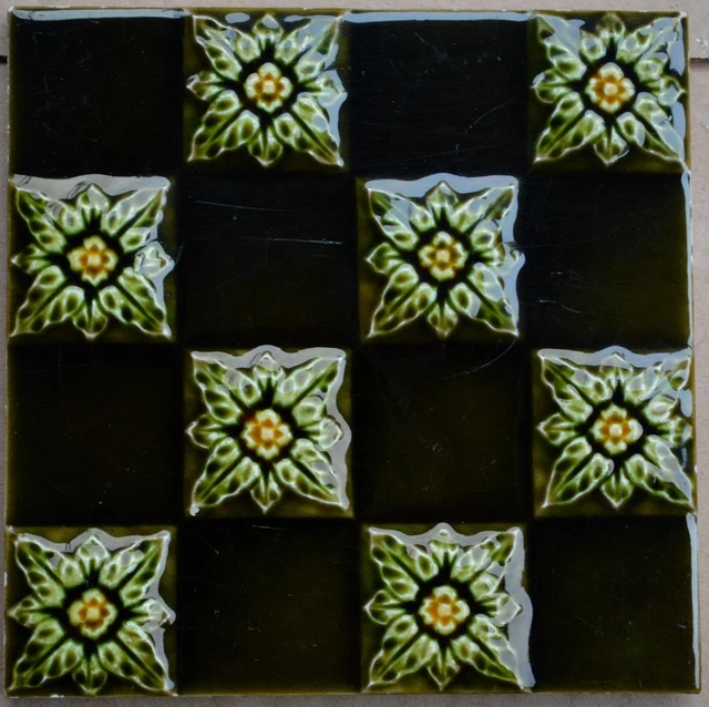 Antique England - Victorian Majolica Tile C1900