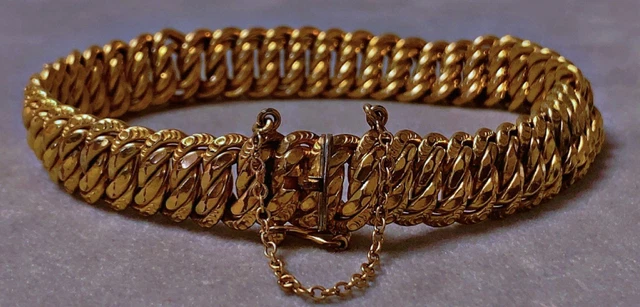 Bracelet en or jaune 18 carats massif, maille américaine, fermoir à languette et huit de sécurité Bracelet en or jaune 18 carats massif, maille américaine, fermoir à languette et huit de sécurité