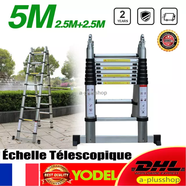 5M Profi Échelle Télescopique Aluminium Pliable Ech Esc multi, ATTENTION DANGER